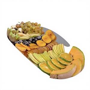Plateau de service à fruits en métal moderne, plateau à fruits ovale décoratif, plateau de service de luxe pour la table, pour les dîners et les réceptions - Product Image 1