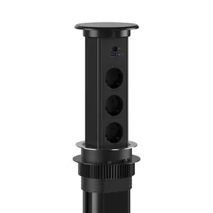 Audio Smart Pop-up Waterproof Desktop Socket Wireless Charging Hidden Motorised IP54 2/3/4 AC Outlets 3