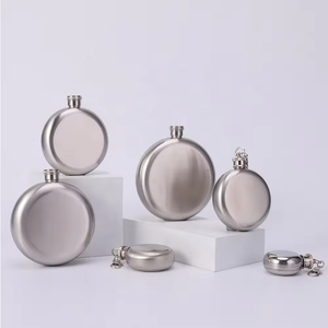 Stainless Steel Men Camping Fits in Jacket Pocket Leakproof Drinking <b>Flask</b> Metal Liquor <b>Flask</b> Portable Pocket Round Whisky <b>Flask</b> - Product Image 1