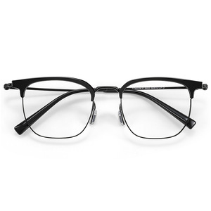 Monturas de gafas cuadradas retro 26025 de titanio puro para hombre, montura completa ligera para miopía - Product Image 1