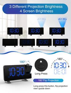 Kỹ Thuật Số 7 "Cong-Màn Hình Siêu Lớn LED Màn Hình Máy Chiếu Bàn Đồng Hồ Báo Thức Chiếu FM Đài Phát Thanh Bảng Đồng Hồ Với Bộ Sạc USB - Product Image 5