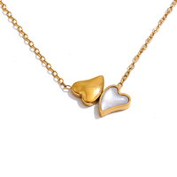Collier élégant JINYOU 7680 en forme de cœur double coquille, étanche, en acier inoxydable plaqué or, bijoux fins pour la vente en gros