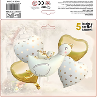 Lot de 5 ballons en aluminium à thème dessin animé (Dauphin, Fleur, Oie, Poussette) pour décoration d'anniversaire et de baby shower