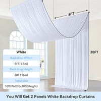 Voilages de plafond blancs pour mariages et fêtes, longs rideaux de plafond, tentures de tente, sans plis, en soie, faciles à draper et à accrocher, draperies blanches