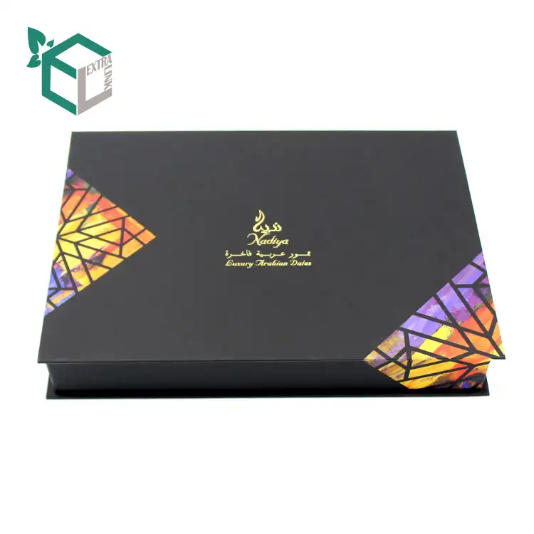 Caja de cartón de lujo para Chocolate, empaque de regalo de 16 rejillas de cartón dorado con patrón brillante