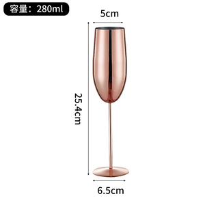 304 in acciaio inox bicchiere di Champagne bicchiere di vino calice di lusso alto in metallo Cocktail di colore <span class=keywords><strong>oro</strong></span> rosa per Bar festa di nozze - Product Image 6