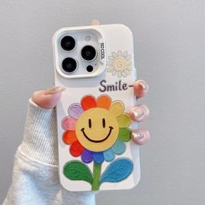 Tournesol souriant <span class=keywords><strong>mignon</strong></span> adapté pour <span class=keywords><strong>iPhone</strong></span> 17 16 15 14 13 12 11 Pro Max Air étui de téléphone portable créatif Anti-chute - Product Image 4