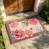 Paillasson floral pivoine antidérapant et absorbant, motif fleur rose vintage, pour intérieur et extérieur, entrée de maison