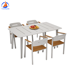 Venta caliente Mesa de jardín Sillas de patio impermeables nórdicas de alta calidad Mesa de proveedor de aluminio y cuatro sillas de jardín - Product Image 3