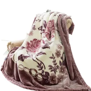Custom Fashion Elegant beautiful flower patterns soft fluffy 2ply Mink blankets manufacturers