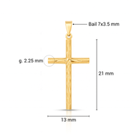 Colgante de Cruz Católica Religiosa Hecho a Mano en Oro de 14K, Textura Satinada, Unisex, para Uso Diario, Libre de Níquel y Plomo, Personalizable JJ