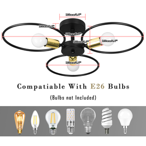 Kim Loại Đèn Trần 3 Vòng Vòng E26 Bóng Đèn Cho Nhà Phòng Khách Trang Trí Nội Thất Đèn Chùm Đèn Trần - Product Image 2