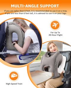 Wholesale 50cm Premium Flocked PVC <b>Inflatable</b> Neck Pillow Portable Travel Pillow for Airplanes <b>Cars</b> Buses Trains Napping - Product Image 4