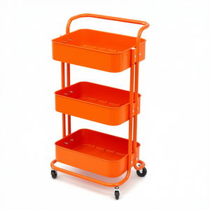 BANACO Terso Carbon Steel Rolling Trolley <b>Cart</b> 43.5x50x5cm Orange <b>Storage</b> <b>Cart</b> - Product Image 3