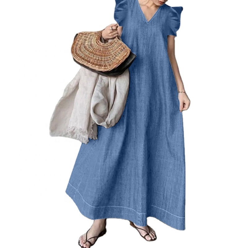 Sleeveless Long Denim Dress - Casual & Stylish Women's Fashion