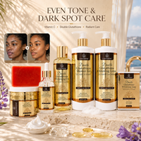 Ensemble de soins de la peau à la vitamine C biologique en marque privée, blanchissant et anti-taches noires, avec double glutathion, pour femmes
