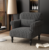 Fauteuil simple de style vintage, en bois massif rayé rétro, pour salon, maison d'hôtes, hôtel