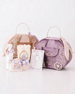 Boîte cadeau brodée violette avec poignée, coffret cadeau de Noël pour enfants, ensemble de serviettes de luxe, boîte de rangement, valise pour <span class=keywords><strong>maman</strong></span>, enfants et bébé, boîte à bonbons - Product Image 5