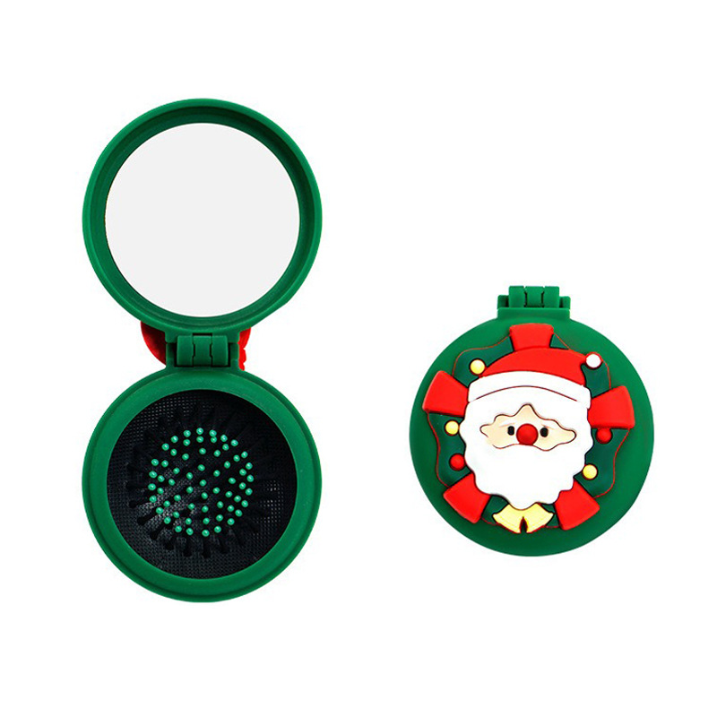 Specchietto Pieghevole con Pettine Babbo Natale Verde