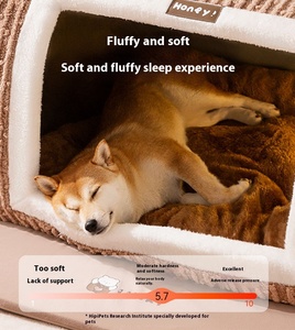 Cama para Perros y Gatos Semicerrada, Rectangular, de Felpa, Cueva Cálida para Mascotas de Invierno con Soporte de Esponja Gruesa, Nido Interior Suave para Mascotas - Product Image 2