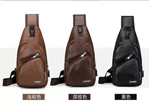 Nouveau Sac Poitrine Homme Mode Coréenne <span class=keywords><strong>à</strong></span> Recharge USB, Échantillon Gratuit, en <span class=keywords><strong>Cuir</strong></span> PU, Sacoche d'Épaule Unique, Sac <span class=keywords><strong>Bandoulière</strong></span> Extérieur - Product Image 3