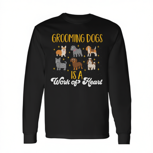 T-shirt a maniche lunghe per la toelettatura dei cani con design a forma di cuore per gli amanti dei cani - Product Image 3