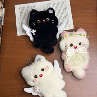 Porte-clés chat en peluche Kawaii, breloque de sac, accessoires porte-clés animaux en peluche mignons, pendentif chat qui couine pour femmes, filles, cadeau pour amoureux