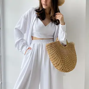 Tùy Chỉnh Mùa Hè Tùy Chỉnh Phòng Chờ, Bán Buôn Bộ Dệt Kim Tank Top Và Gân Quần Bộ 2024 Loungewear/