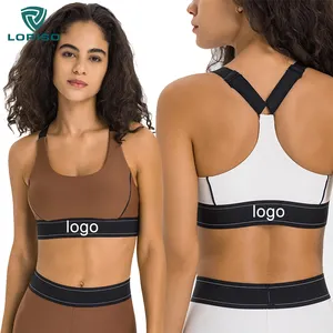 Racer Rücken verstellbarer Sport-BH Polyester Spandex Frauen weiß neue Mode Großhandel schnell trocknen Fitness-Yoga-BH