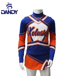 All Star Team Dance Long Sleeve Cheer Set Girls Design Cheerleader Uniform Shiny Cheerleading Clothes For Competition