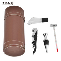 Coffret en cuir cylindrique Coffret cadeau de luxe tire-bouchon et ouvre-bouteille pour les amateurs de vin