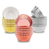 24pcs 48pcs 100pcs 200pcs Aluminium Metallic Folie Papier Tulpe Muffin Cupcake Hüllen Gold Silber Back becher Kuchen form 550 350 408 500