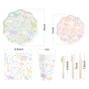 DAMAI Dinasuar Kids Birthday Party Supplies Pink Blue Dinasuars Elements Plate <b>Disposable</b> <b>Tableware</b> Paper Napkins Cups Plates - Product Image 6