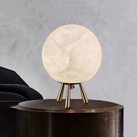 Lampe de table en cuivre espagnol et pierre nuageuse, lampe de chevet pour salon, LED, télécommande, intensité réglable, 2700K blanc chaud, lampe contemporaine