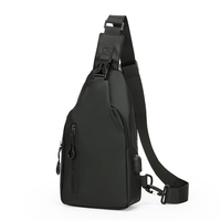 Sac de taille anti-vol imperméable et durable pour hommes, sac de poitrine en PU pour les sports de plein air, portable avec fermeture à glissière en U.