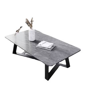 Table basse moderne simple en bois et dalle de roche, style luxe léger, nouveau modèle 2025, table à thé centrale pour petit appartement, salon - Product Image 5
