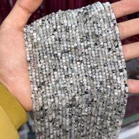 Perles carrées à facettes de 3 mm en pierre naturelle, améthyste, pour la fabrication de bijoux DIY, accessoires de guérison en cristal