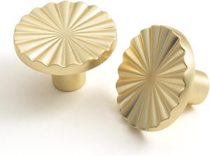 BEILEIOU Brushed <b>Gold</b> Cabinet Knobs Classic Vintage Flat <b>Drawer</b> <b>Pulls</b> Zinc Alloy <b>Drawer</b> Knobs Stylish Design Kitchen Cupboard Ba - Product Image 1
