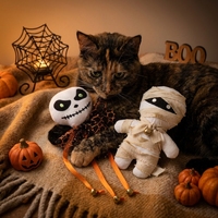 Jouet interactif en feutre et peluche à l'herbe à chat pour Halloween, baguette de dentition résistante aux morsures pour chatons, fournitures pour animaux de compagnie