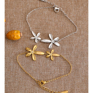 Bracelet chaîne fleur en acier inoxydable plaqué or 122 avec zircon cubique JINYOU pour femme, vente en gros de bijoux - Product Image 4