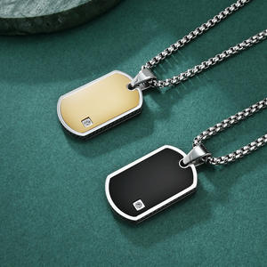 <span class=keywords><strong>Collier</strong></span> à pendentif <span class=keywords><strong>militaire</strong></span> vierge en acier inoxydable 18K plaqué or pour <span class=keywords><strong>homme</strong></span> et chien personnalisé gravure à faire soi-même - Product Image 2