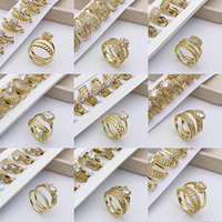 XUPING Lot mixte en gros de bagues assorties plaquées or 14 carats, ensembles de bagues de fiançailles et de mariage pour femmes, bijoux en or 14 carats