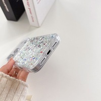 Coque de téléphone en TPU époxy avec paillettes et sequins pour iPhone 17 Pro Max, style coréen, tendance, antichoc, design simple, compatible avec iPhone 16 Plus, 15, 14