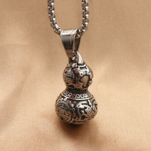 European American Style <b>Titanium</b> Steel Gourd Pendant Men's Punk Retro Themed Charm Stainless Steel Gift Jewelry - Product Image 2