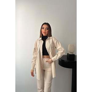 Conjunto de Camisa Beige y Pantalones con Botones a Presión para Mujer al por Mayor - Product Image 4