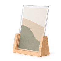 Cadre photo en acrylique transparent avec base en bois, support d'image portrait pour bureau, décoration intérieure et présentoir de cadeaux