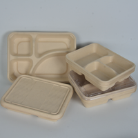 Boîte à lunch divisée biodégradable écologique à 5 compartiments plateau bagasse de canne à sucre jetable pour nouilles nourriture pour bébé chips de pomme de terre