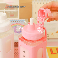 700ml en plastique voyage Portable mignon Shaker boisson bouteille cadeau Kawaii ours Pastel bouteille d'eau avec autocollant 3D