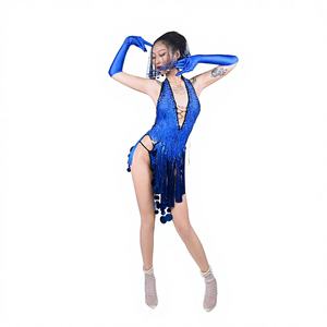 Nuevo Traje Original Azul con Borlas, Sexy, con Abertura Alta, para Actuaciones de Baile Latino, Estilo Gogo, para Bares y <span class=keywords><strong>Discotecas</strong></span> - Product Image 1