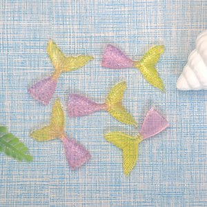 Cabochons en résine à dos plat, motif sirène mignonne bicolore, queue de poisson, pour loisirs créatifs, breloques, accessoires pour slime et décoration de coques de téléphone - Product Image 3